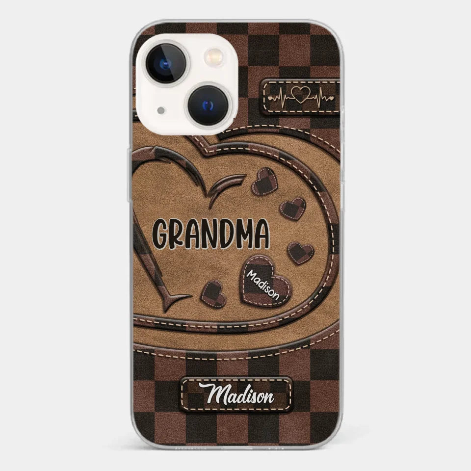 Grandma’s Love Is The Heart Of Our Family - Family Personalized Custom Clear Phone Case - Gift For Mom, Grandma