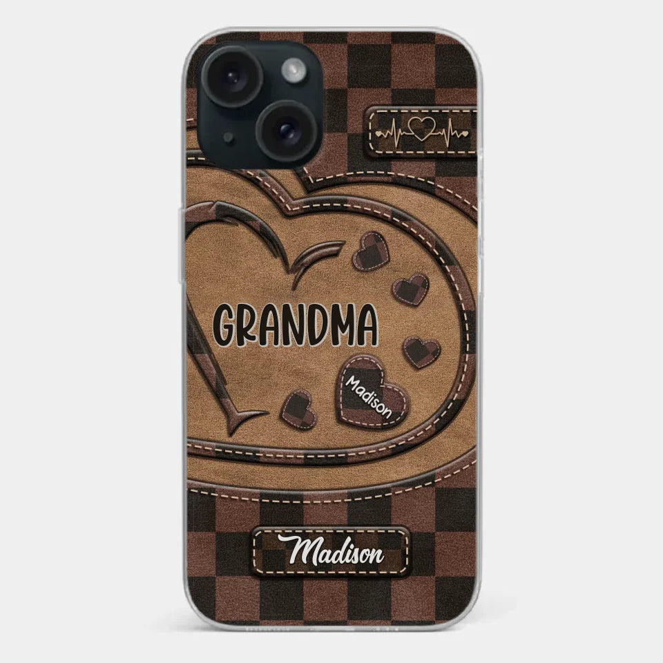 Grandma’s Love Is The Heart Of Our Family - Family Personalized Custom Clear Phone Case - Gift For Mom, Grandma