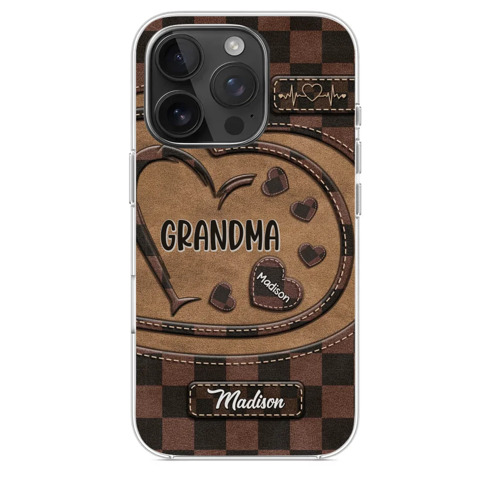 Grandma’s Love Is The Heart Of Our Family - Family Personalized Custom Clear Phone Case - Gift For Mom, Grandma