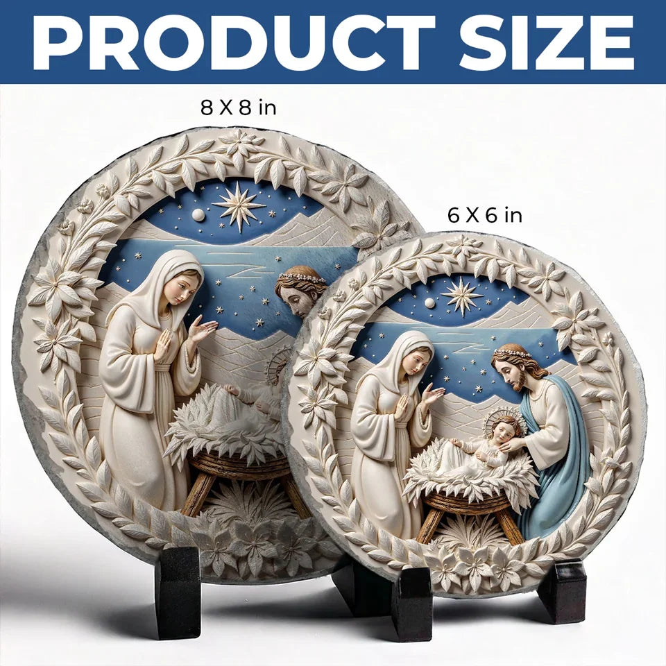 A Touching Way To Honor Family And Their Beliefs - Family Personalized Custom 3D Effect Printed Round Shaped Stone With Stand - Gift For Family Members