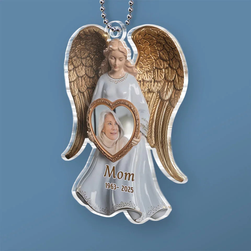 Custom Photo Memory Is The Bridge Between Past And Present - Memorial Personalized Custom Car Ornament - Acrylic Custom Shaped - Sympathy Gift For Family Members