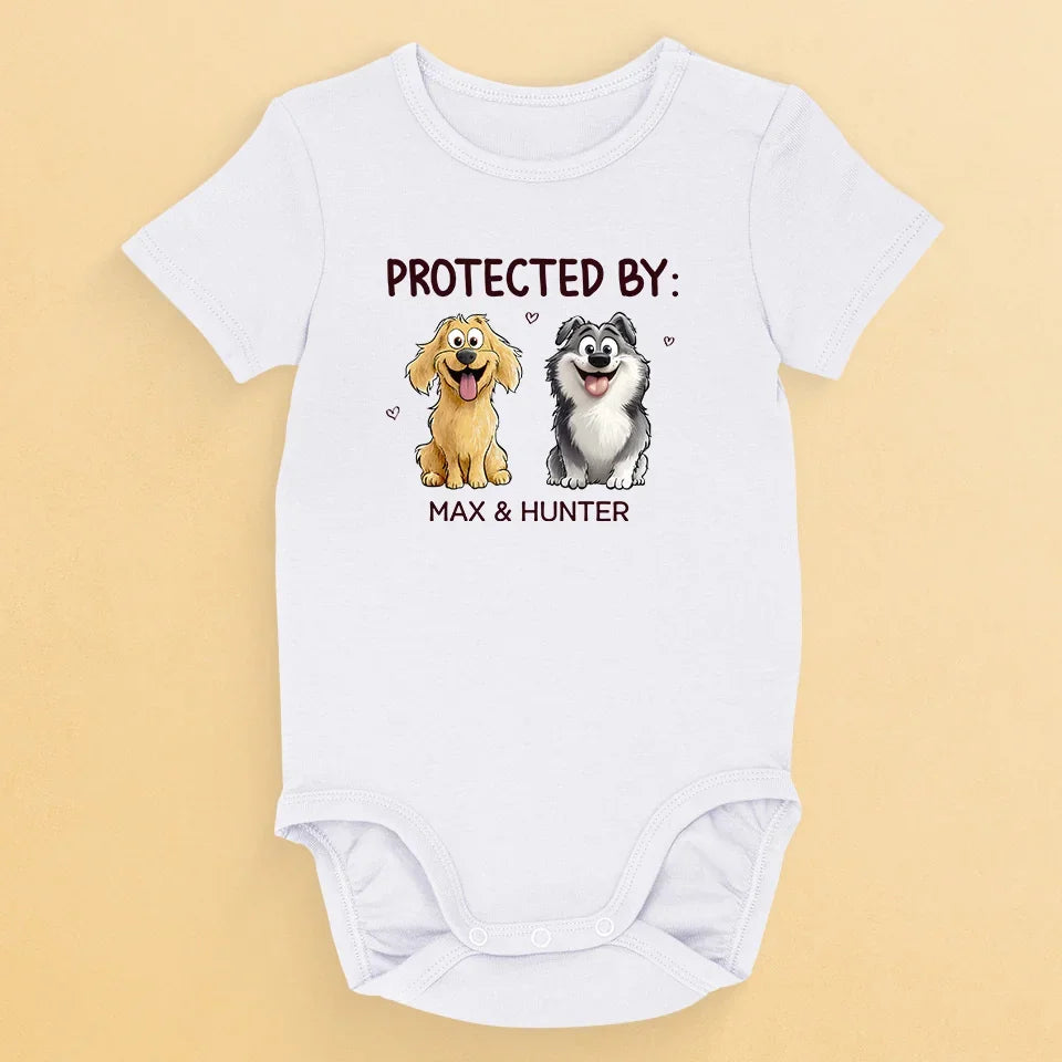 Protected By My Furry Companion - Dog Personalized Custom Baby Onesie - Baby Shower Gift, Gift For Pet Owners, Pet Lovers