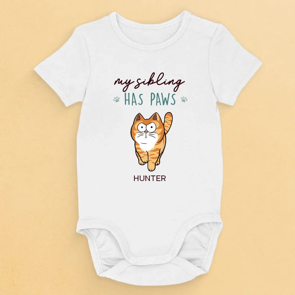 My Siblings Have Paws - Dog & Cat Personalized Custom Baby Onesie - Baby Shower Gift, Gift For Pet Owners, Pet Lovers