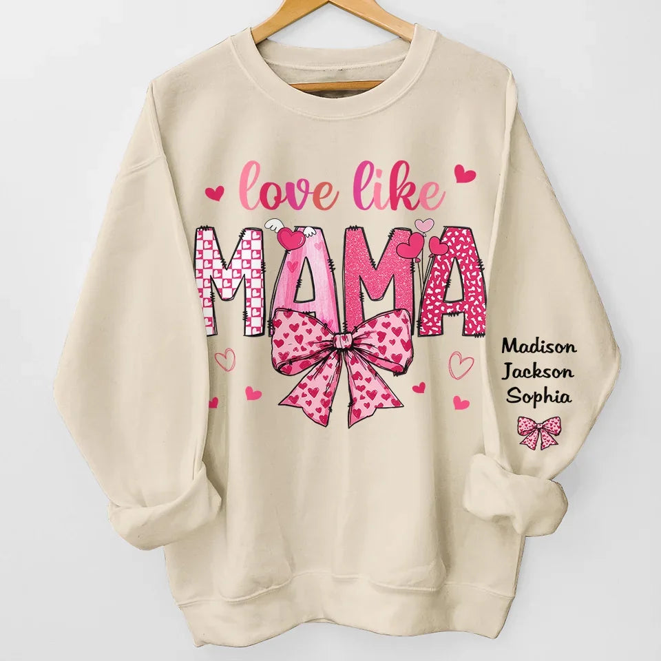 Her Love Is In Every Moment - Family Personalized Custom Unisex Sweatshirt, Hoodie With Design On Sleeve - Gift For Mom, Grandma
