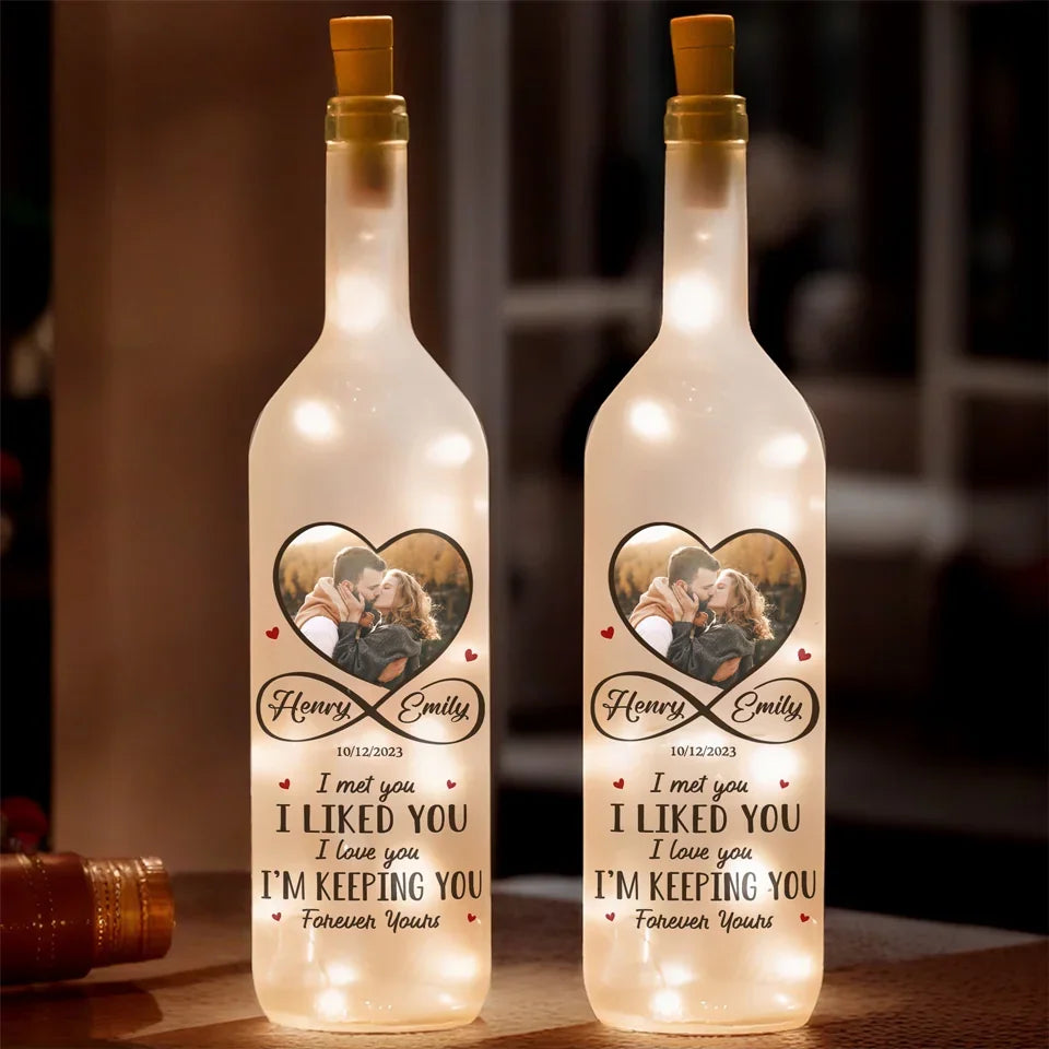 Custom Photo Every Moment Spent With You Is A Treasure - Couple Personalized Custom Bottle Lamp - Gift For Husband Wife, Anniversary