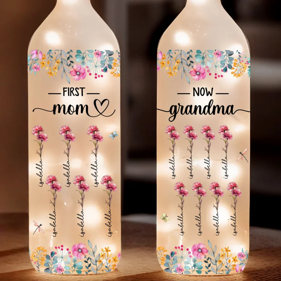 Every Flower Reminds Me Of Your Kindness - Family Personalized Custom Bottle Lamp - Gift For Mom, Grandma