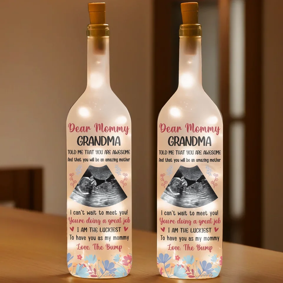 Custom Photo Welcome To The World, Little One - Family Personalized Custom Bottle Lamp - Baby Shower Gift, Gift For First Mom