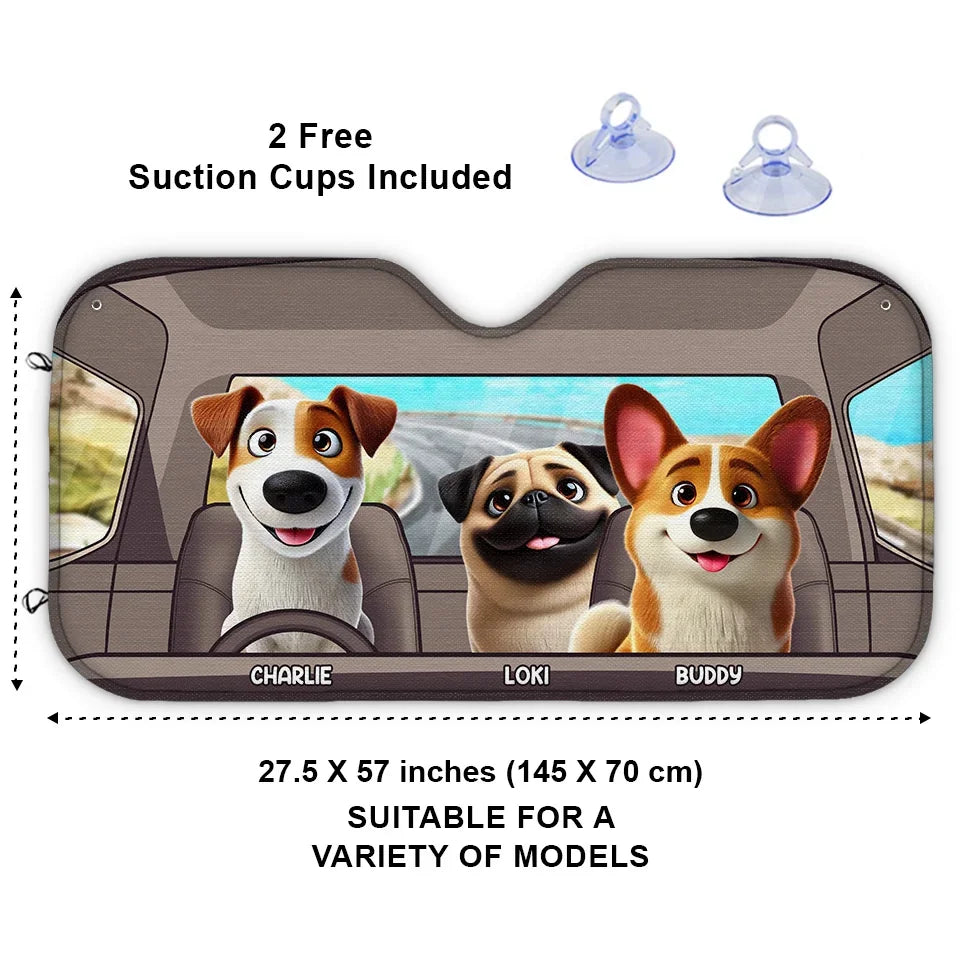 Take Me Everywhere You Go - Dog Personalized Custom Auto Windshield Sunshade, Car Window Protector - Gift For Pet Owners, Pet Lovers