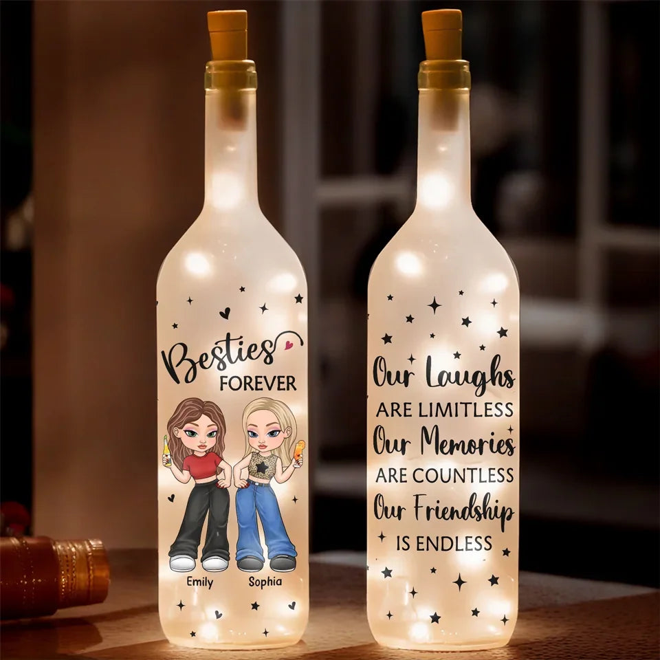 Two Souls, One Unbreakable Bond - Bestie Personalized Custom Bottle Lamp - Gift For Best Friends, BFF, Sisters