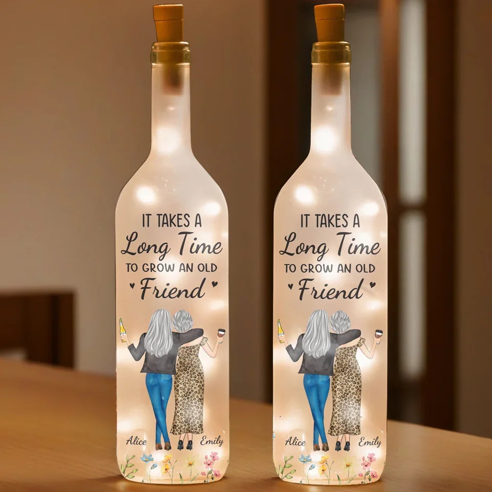 We Stick Together Like Glue - Bestie Personalized Custom Bottle Lamp - Gift For Best Friends, BFF, Sisters
