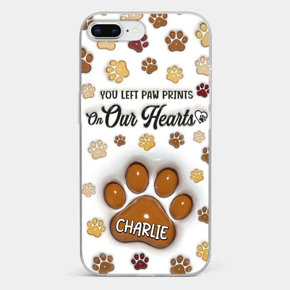 Your Paw Prints Remain On Our Soul - Memorial Personalized Custom 3D Inflated Effect Printed Clear Phone Case - Sympathy Gift For Pet Owners, Pet Lovers