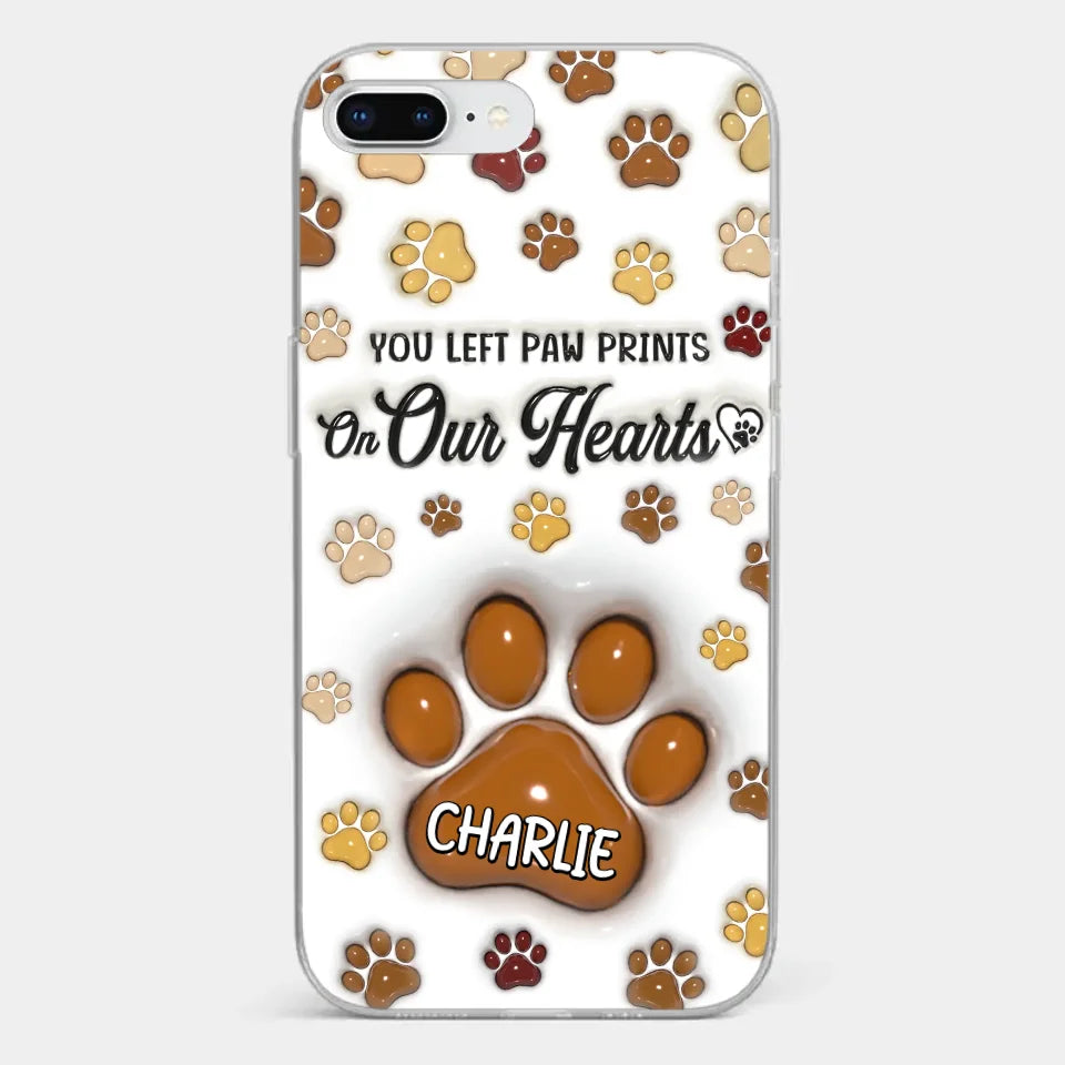 Your Paw Prints Remain On Our Soul - Memorial Personalized Custom 3D Inflated Effect Printed Clear Phone Case - Sympathy Gift For Pet Owners, Pet Lovers