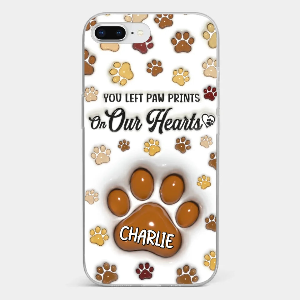 Your Paw Prints Remain On Our Soul - Memorial Personalized Custom 3D Inflated Effect Printed Clear Phone Case - Sympathy Gift For Pet Owners, Pet Lovers