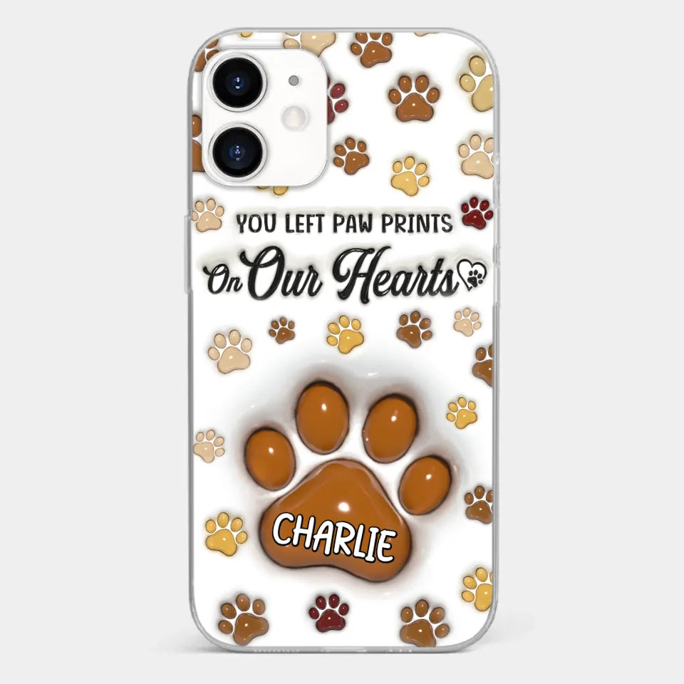 Your Paw Prints Remain On Our Soul - Memorial Personalized Custom 3D Inflated Effect Printed Clear Phone Case - Sympathy Gift For Pet Owners, Pet Lovers