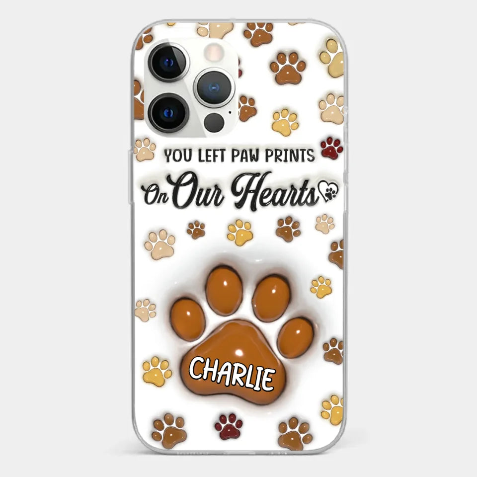 Your Paw Prints Remain On Our Soul - Memorial Personalized Custom 3D Inflated Effect Printed Clear Phone Case - Sympathy Gift For Pet Owners, Pet Lovers