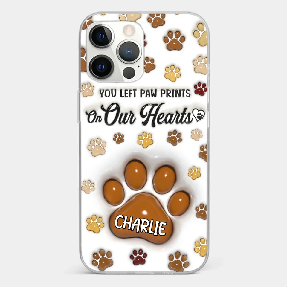 Your Paw Prints Remain On Our Soul - Memorial Personalized Custom 3D Inflated Effect Printed Clear Phone Case - Sympathy Gift For Pet Owners, Pet Lovers