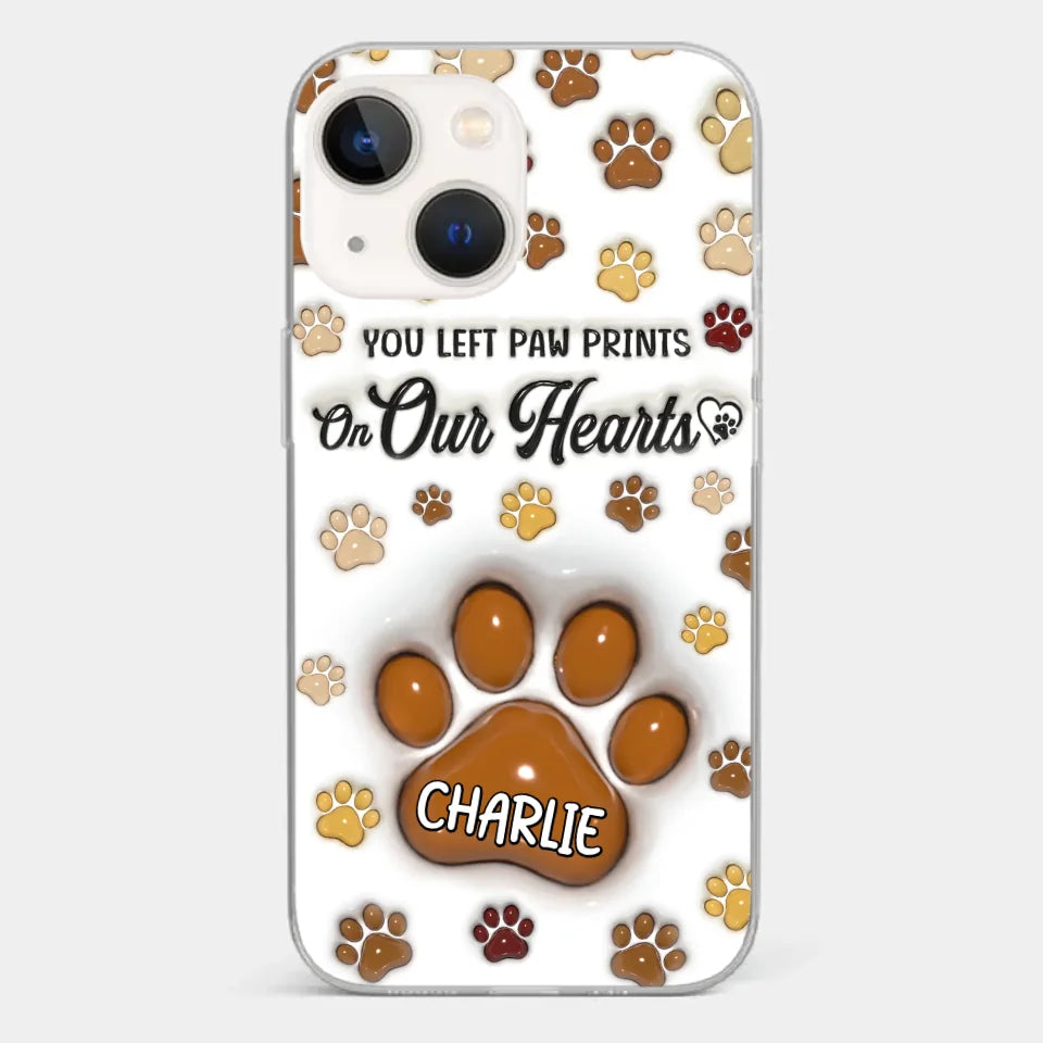 Your Paw Prints Remain On Our Soul - Memorial Personalized Custom 3D Inflated Effect Printed Clear Phone Case - Sympathy Gift For Pet Owners, Pet Lovers