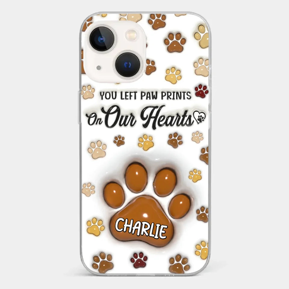 Your Paw Prints Remain On Our Soul - Memorial Personalized Custom 3D Inflated Effect Printed Clear Phone Case - Sympathy Gift For Pet Owners, Pet Lovers