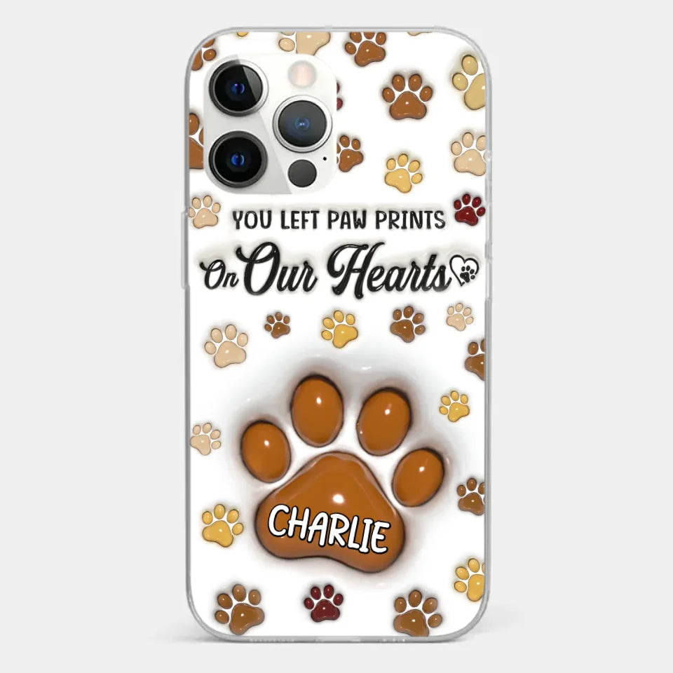 Your Paw Prints Remain On Our Soul - Memorial Personalized Custom 3D Inflated Effect Printed Clear Phone Case - Sympathy Gift For Pet Owners, Pet Lovers