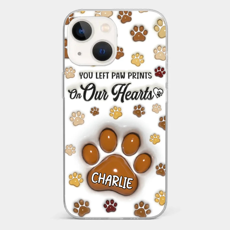 Your Paw Prints Remain On Our Soul - Memorial Personalized Custom 3D Inflated Effect Printed Clear Phone Case - Sympathy Gift For Pet Owners, Pet Lovers