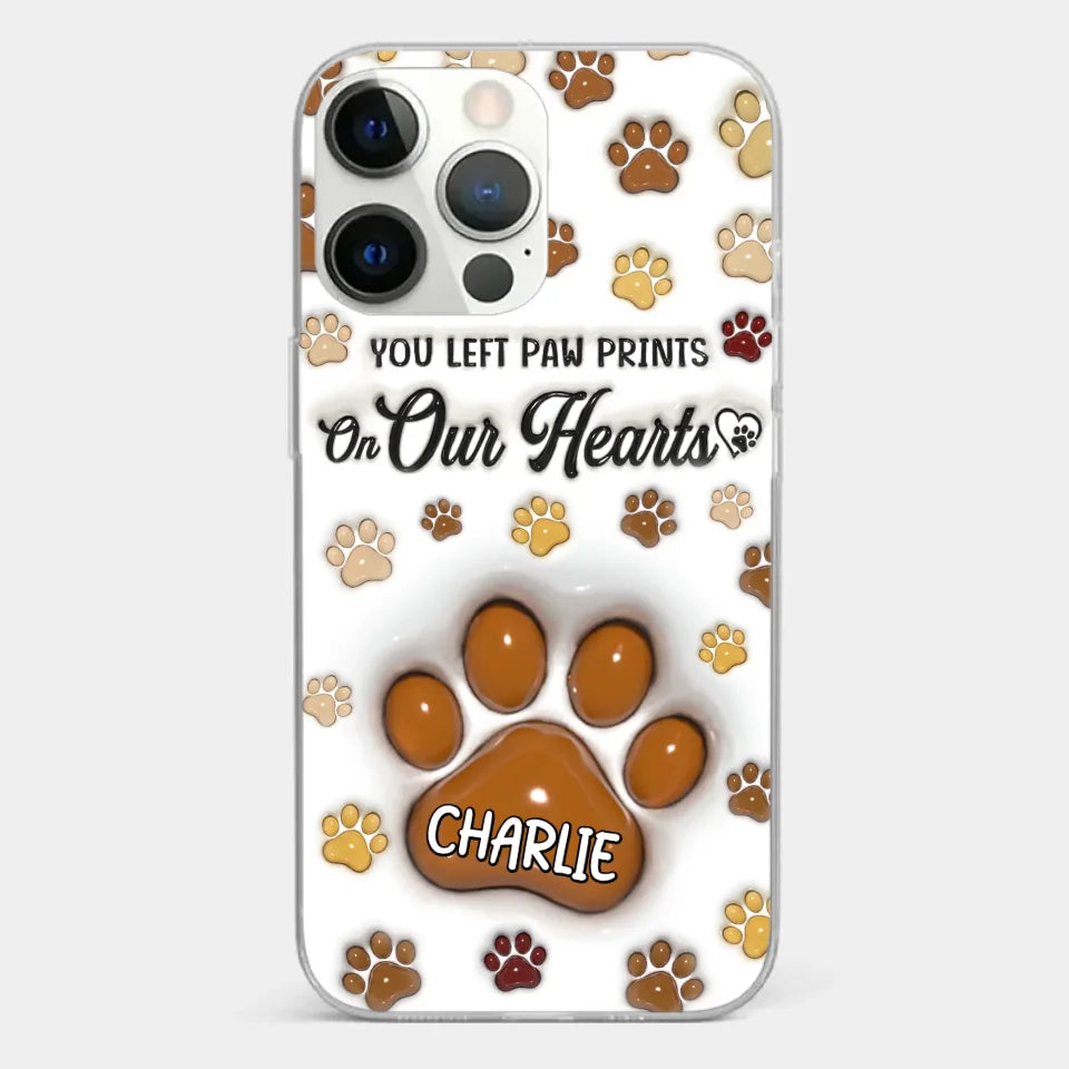 Your Paw Prints Remain On Our Soul - Memorial Personalized Custom 3D Inflated Effect Printed Clear Phone Case - Sympathy Gift For Pet Owners, Pet Lovers