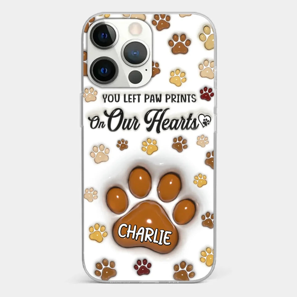 Your Paw Prints Remain On Our Soul - Memorial Personalized Custom 3D Inflated Effect Printed Clear Phone Case - Sympathy Gift For Pet Owners, Pet Lovers