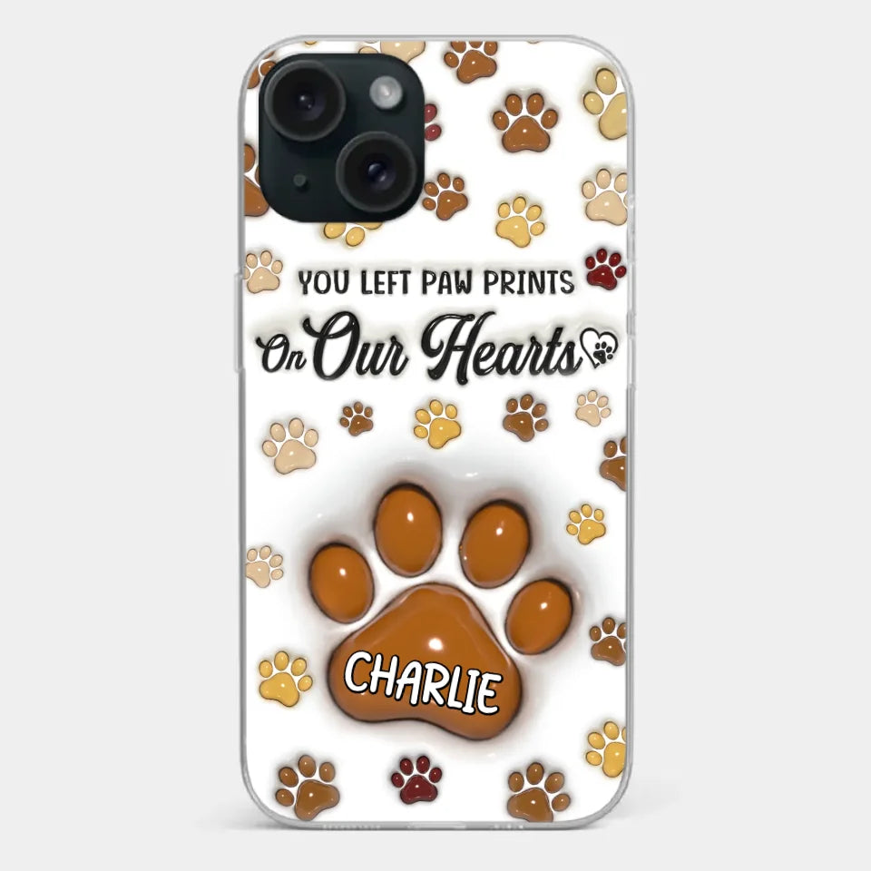 Your Paw Prints Remain On Our Soul - Memorial Personalized Custom 3D Inflated Effect Printed Clear Phone Case - Sympathy Gift For Pet Owners, Pet Lovers