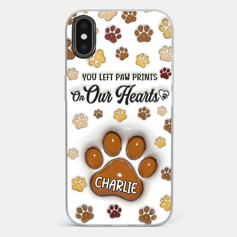 Your Paw Prints Remain On Our Soul - Memorial Personalized Custom 3D Inflated Effect Printed Clear Phone Case - Sympathy Gift For Pet Owners, Pet Lovers