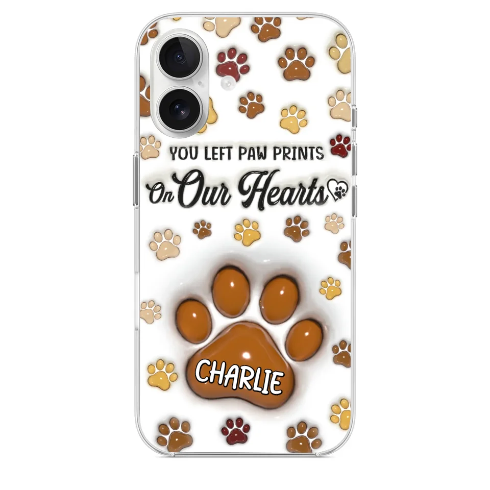 Your Paw Prints Remain On Our Soul - Memorial Personalized Custom 3D Inflated Effect Printed Clear Phone Case - Sympathy Gift For Pet Owners, Pet Lovers