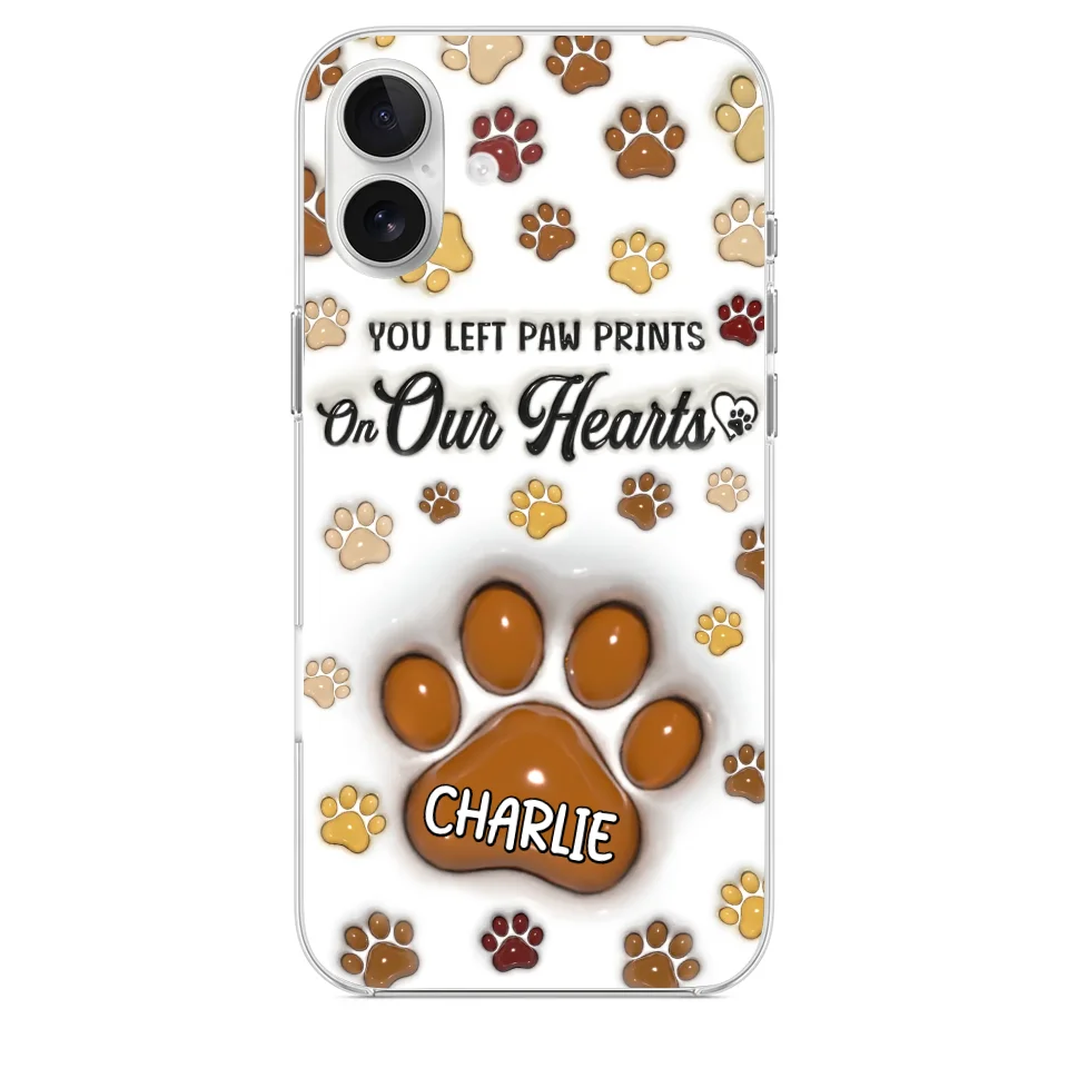 Your Paw Prints Remain On Our Soul - Memorial Personalized Custom 3D Inflated Effect Printed Clear Phone Case - Sympathy Gift For Pet Owners, Pet Lovers