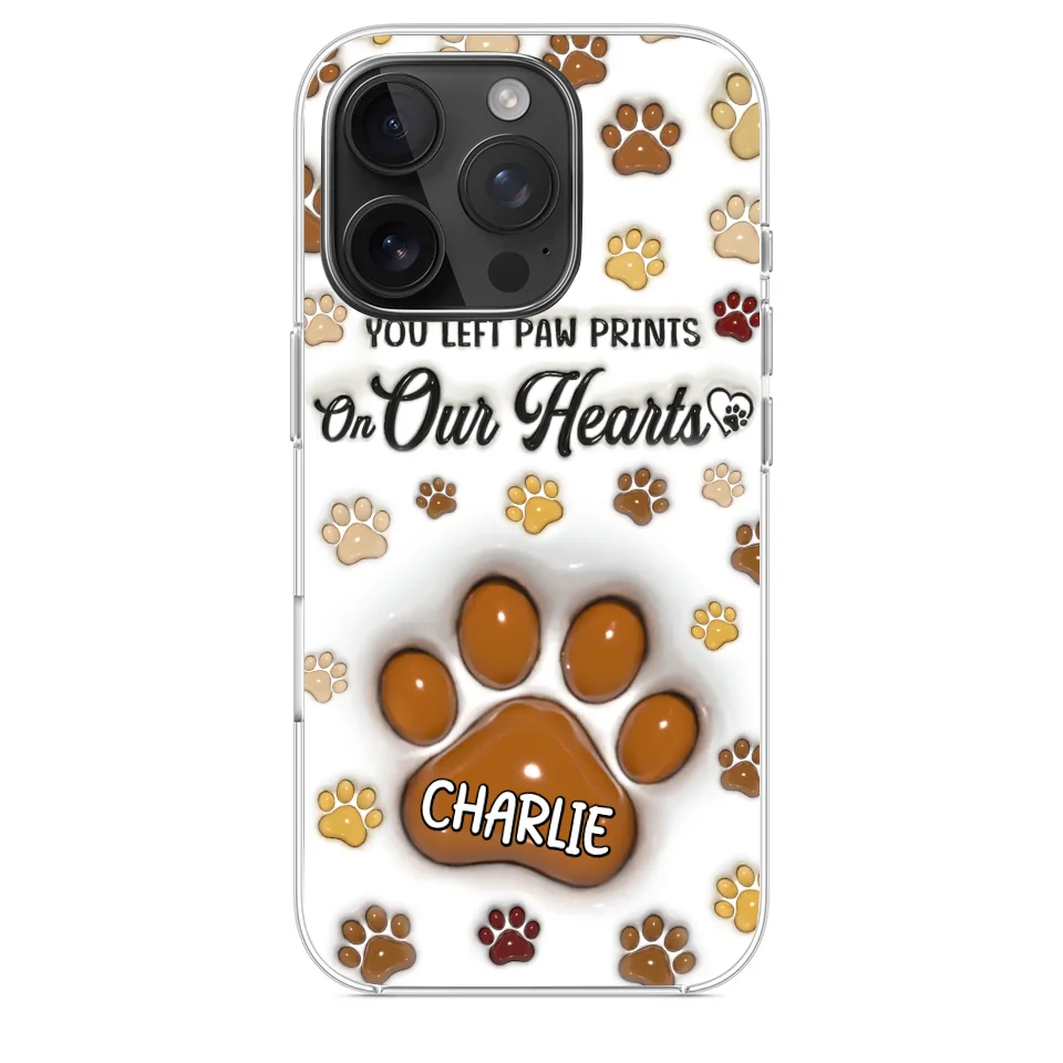 Your Paw Prints Remain On Our Soul - Memorial Personalized Custom 3D Inflated Effect Printed Clear Phone Case - Sympathy Gift For Pet Owners, Pet Lovers