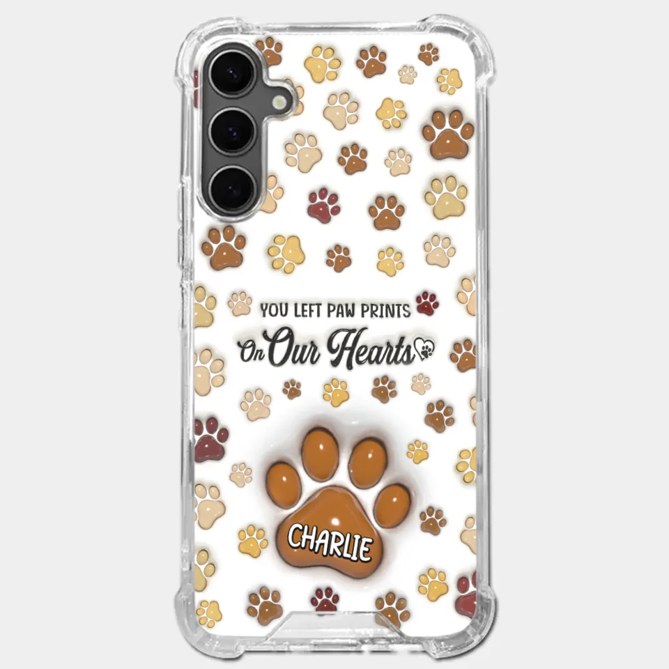 Your Paw Prints Remain On Our Soul - Memorial Personalized Custom 3D Inflated Effect Printed Clear Phone Case - Sympathy Gift For Pet Owners, Pet Lovers