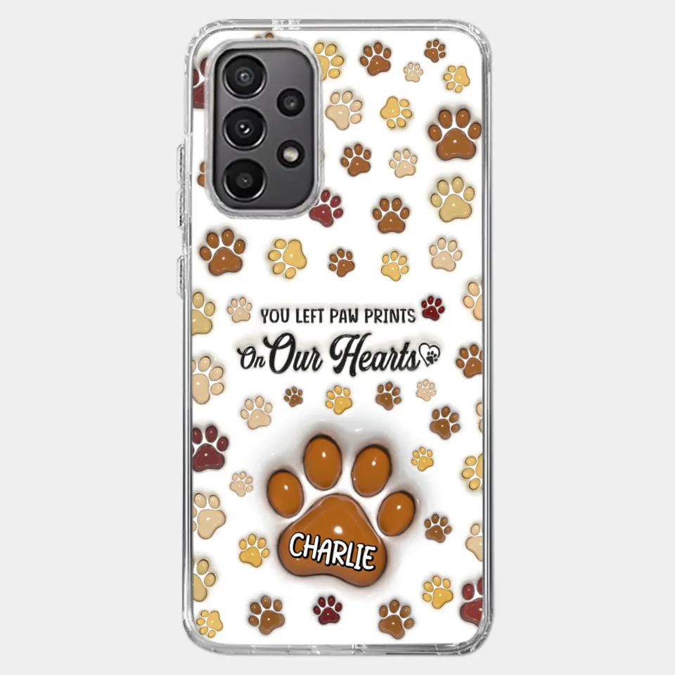 Your Paw Prints Remain On Our Soul - Memorial Personalized Custom 3D Inflated Effect Printed Clear Phone Case - Sympathy Gift For Pet Owners, Pet Lovers