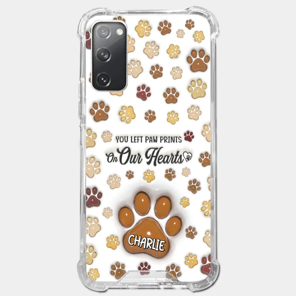 Your Paw Prints Remain On Our Soul - Memorial Personalized Custom 3D Inflated Effect Printed Clear Phone Case - Sympathy Gift For Pet Owners, Pet Lovers