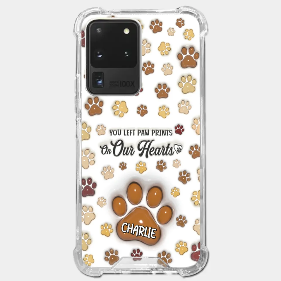 Your Paw Prints Remain On Our Soul - Memorial Personalized Custom 3D Inflated Effect Printed Clear Phone Case - Sympathy Gift For Pet Owners, Pet Lovers