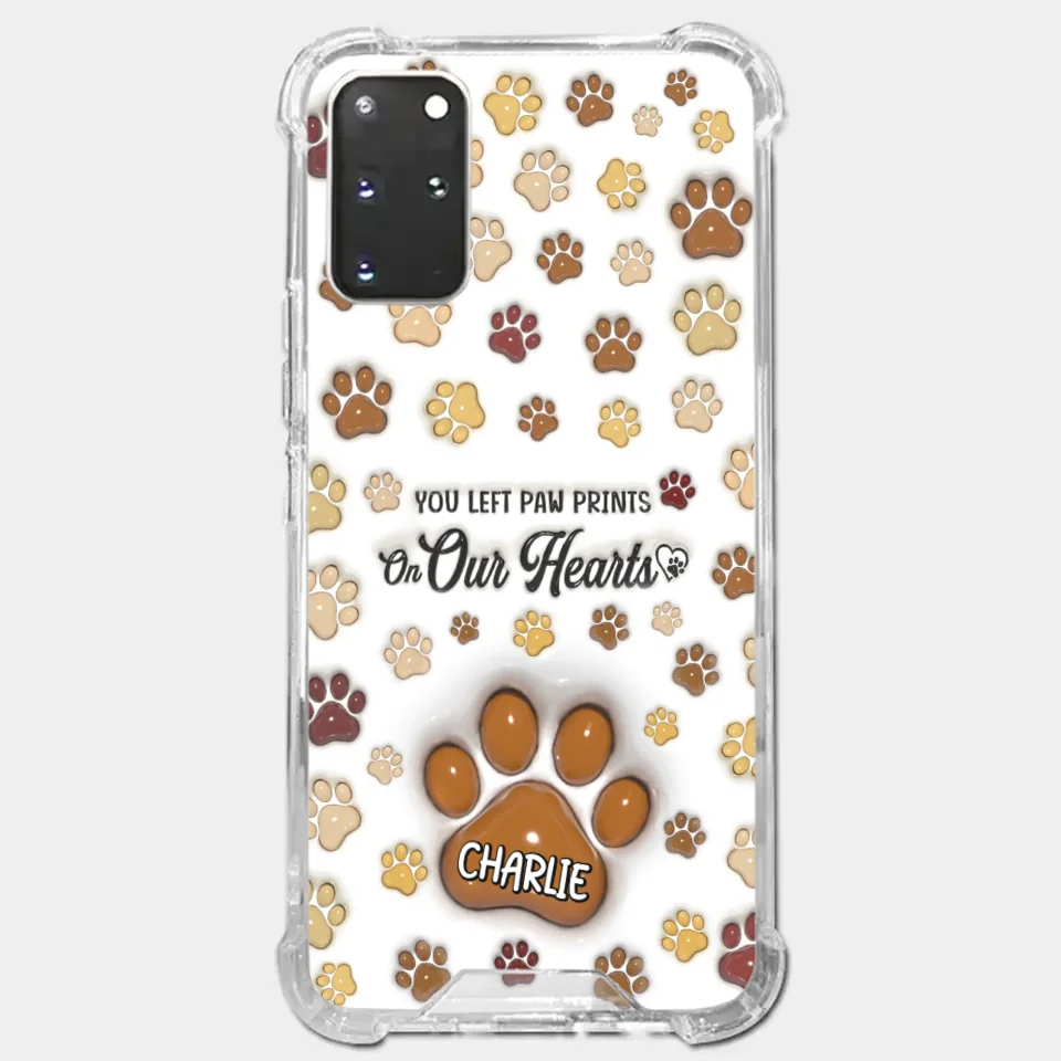 Your Paw Prints Remain On Our Soul - Memorial Personalized Custom 3D Inflated Effect Printed Clear Phone Case - Sympathy Gift For Pet Owners, Pet Lovers