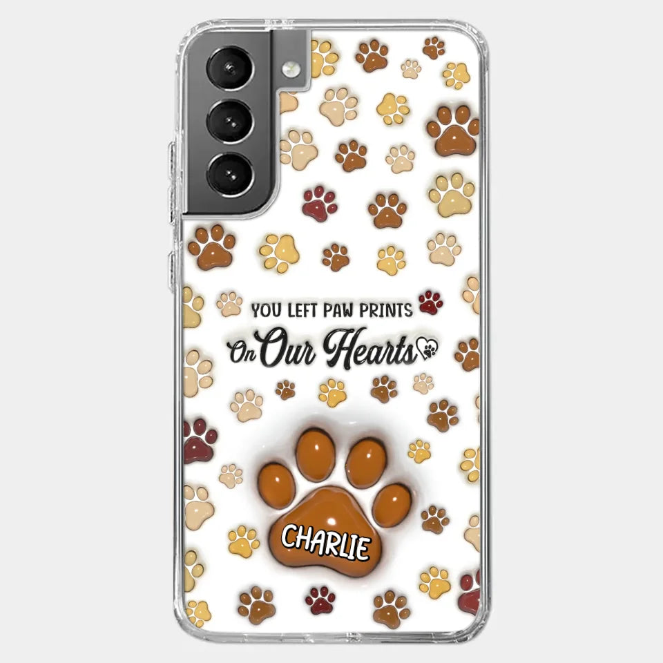 Your Paw Prints Remain On Our Soul - Memorial Personalized Custom 3D Inflated Effect Printed Clear Phone Case - Sympathy Gift For Pet Owners, Pet Lovers