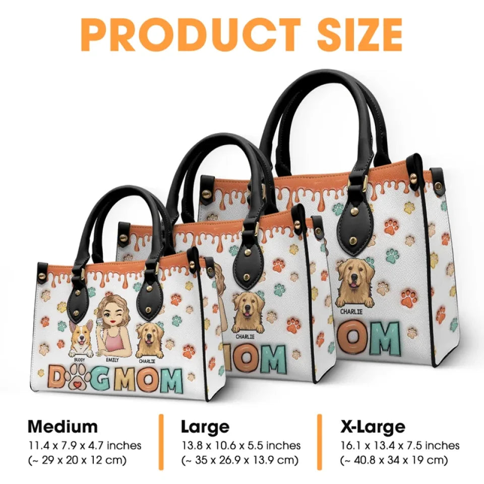 I'm A Fur Mom - Dog & Cat Personalized Custom 3D Inflated Effect Printed Leather Handbag - Gift For Pet Owners, Pet Lovers