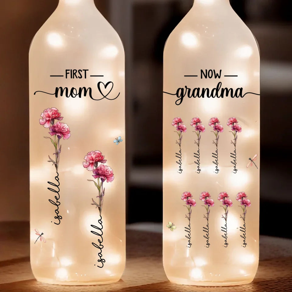Her Love Is The Sunshine That Makes Every Flower Bloom - Family Personalized Custom Bottle Lamp - Gift For Mom, Grandma