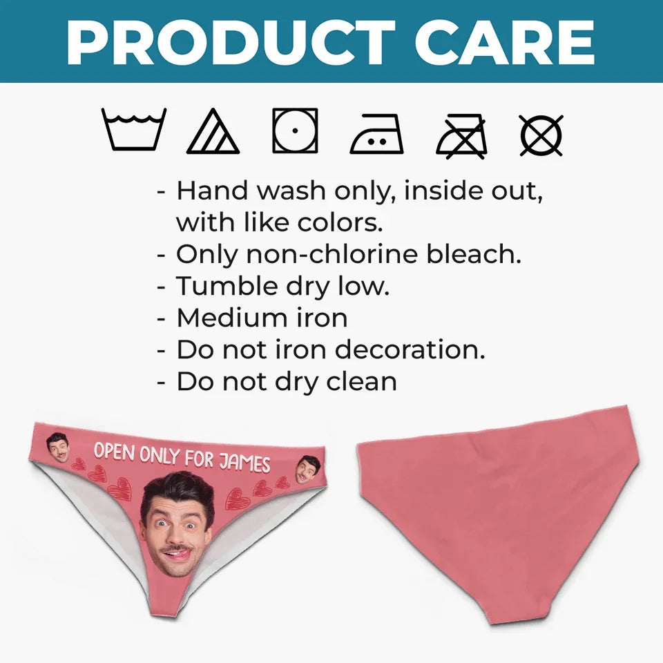 Custom Photo Open Only For - Couple Personalized Women Briefs - Gift For Husband Wife, Anniversary