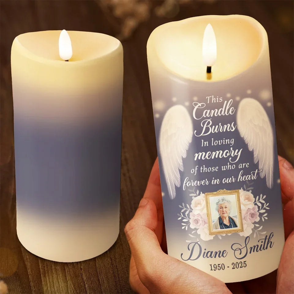 Custom Photo The Ones We Love Are Never Truly Gone - Memorial Personalized Custom LED Candle - Sympathy Gift For Family Members