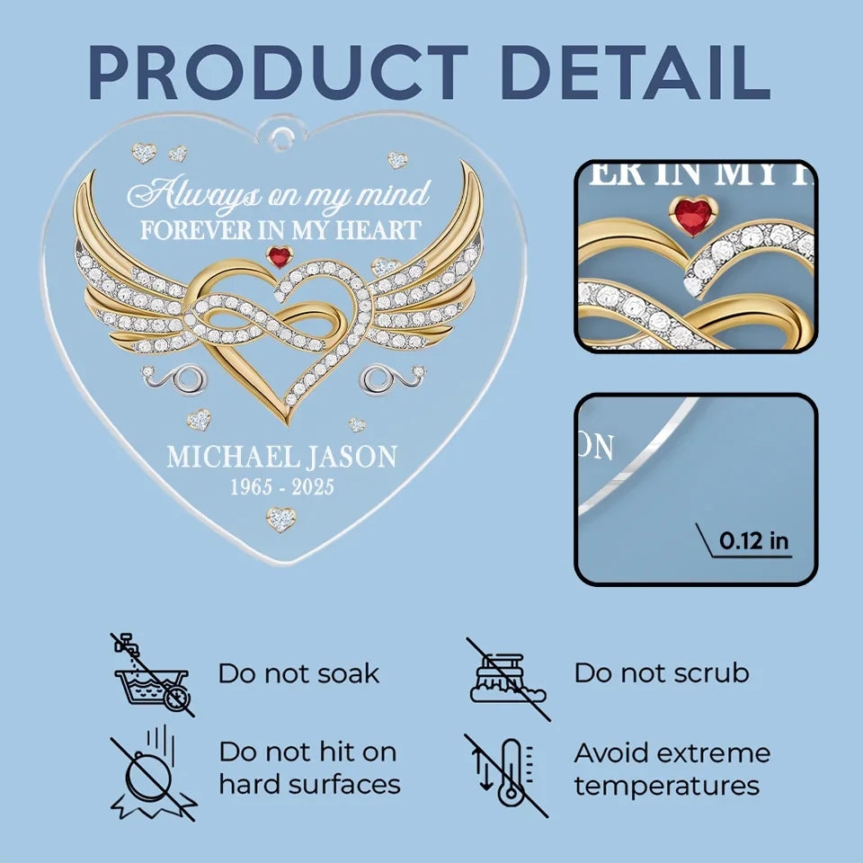In Our Memories, You Live On - Memorial Personalized Custom Car Ornament - Acrylic Custom Shaped - Sympathy Gift For Family Members