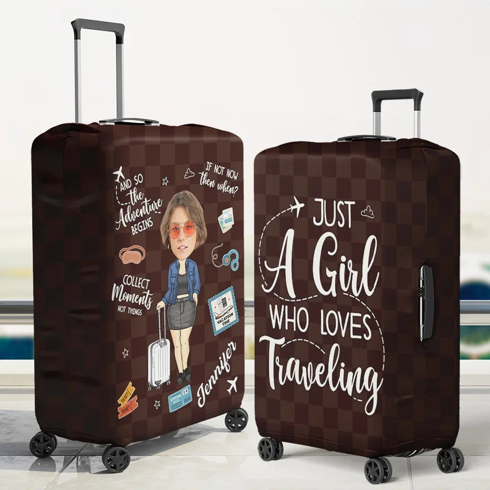 Custom Photo Take Only Memories, Leave Only Footprints - Travel Personalized Custom Luggage Cover - Summer Vacation Gift, Gift For Adventure Travel Lovers