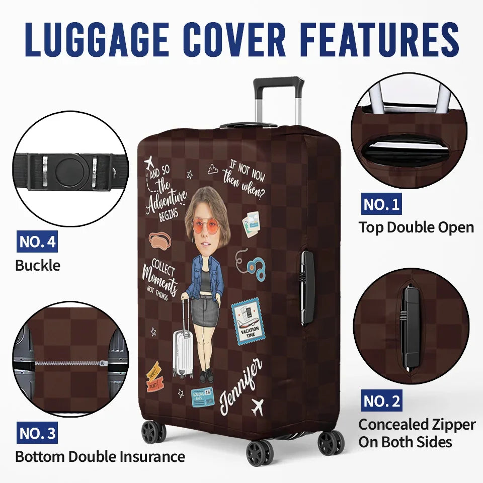 Custom Photo Take Only Memories, Leave Only Footprints - Travel Personalized Custom Luggage Cover - Summer Vacation Gift, Gift For Adventure Travel Lovers
