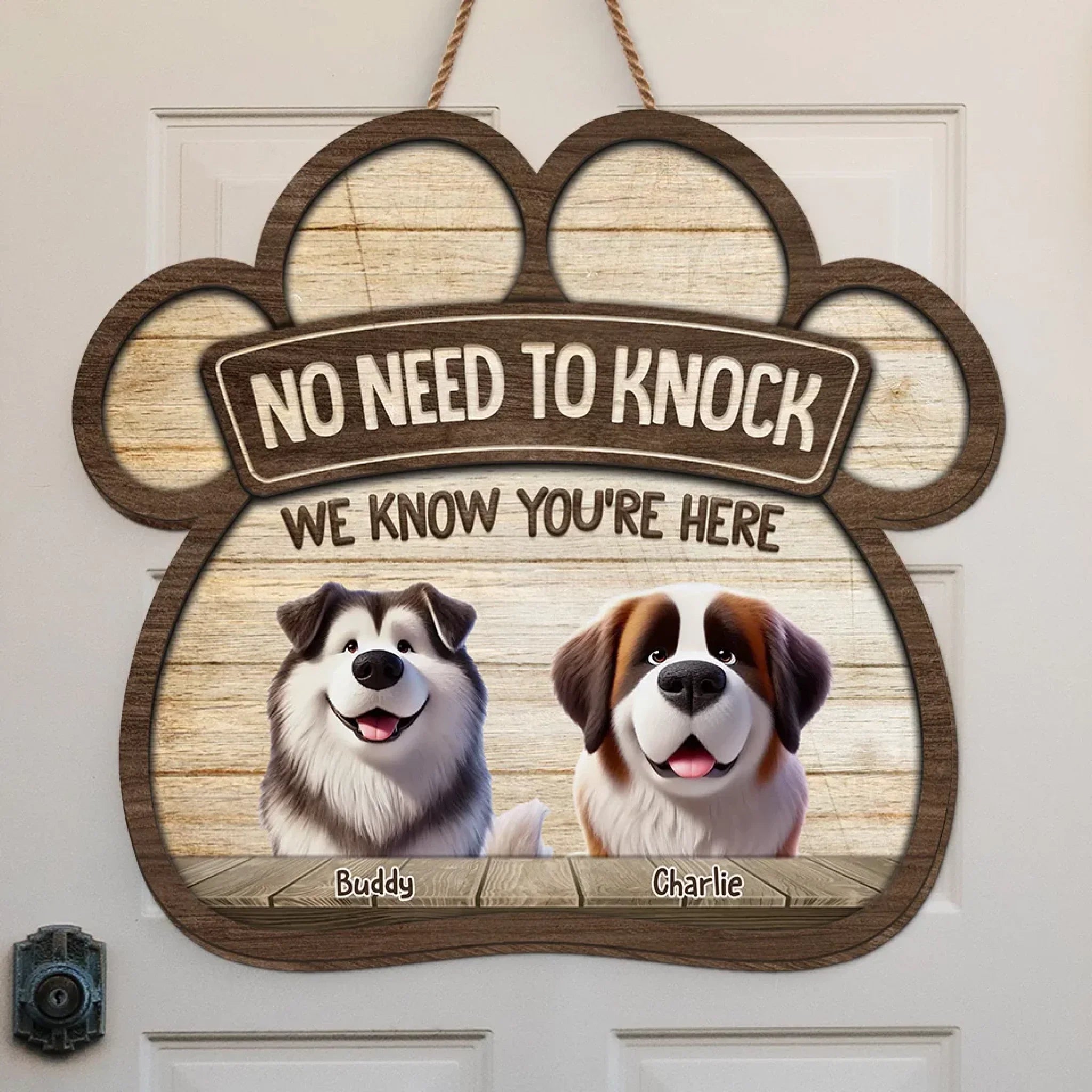 Welcome To Our Home - Dog Personalized Custom Home Decor Wood Sign - House Warming Gift For Pet Owners, Pet Lovers