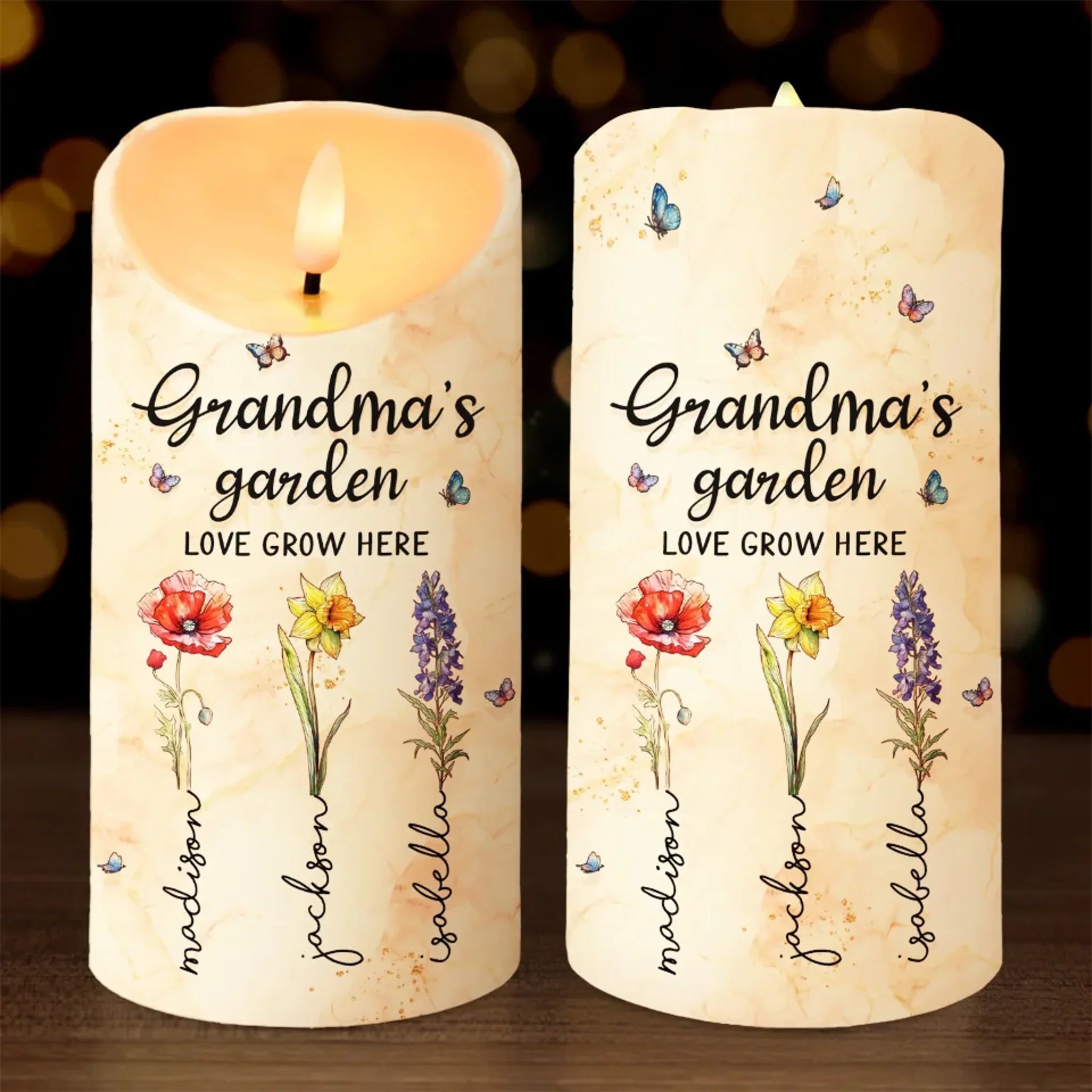 Motherhood Represents The Purest Form Of Love - Family Personalized Custom LED Candle - Gift For Mom, Grandma