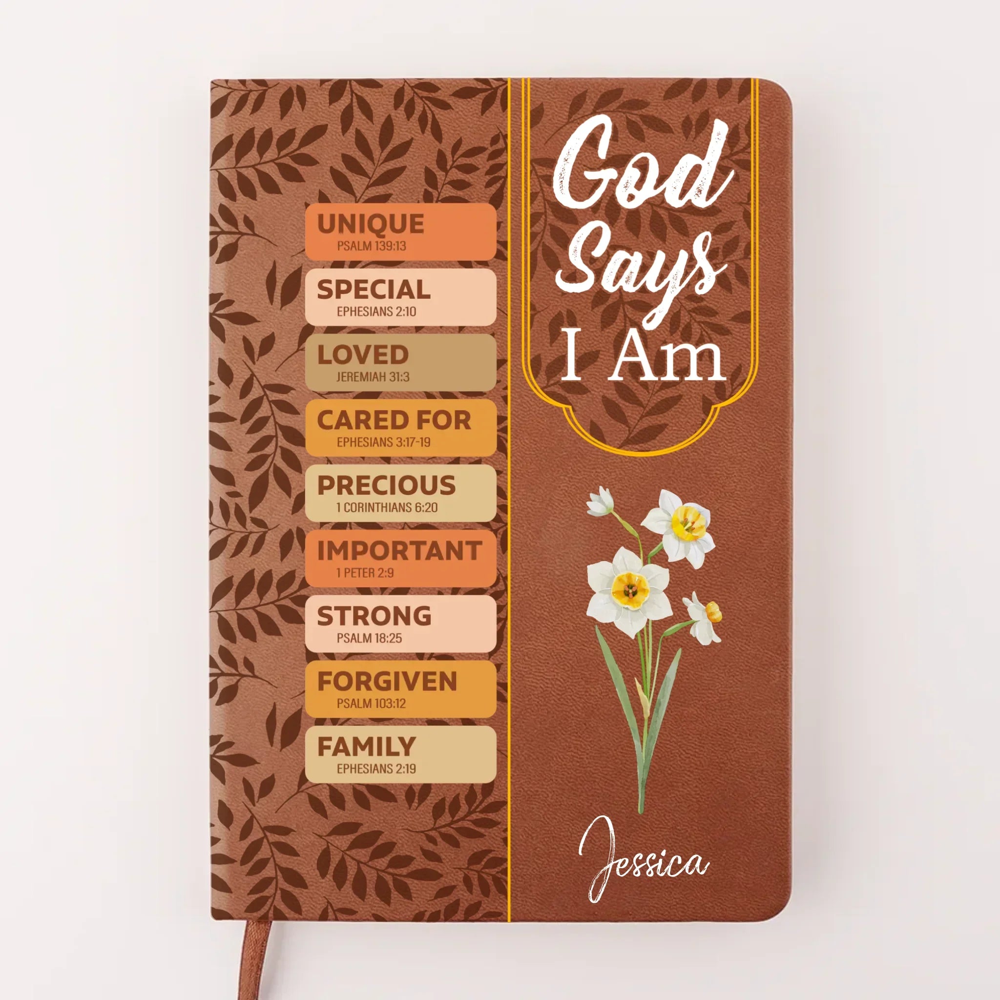 God Says I Am Important - Family Personalized Custom Leather Journal - Gift For Yourself, Best Friends, Siblings, Family Members