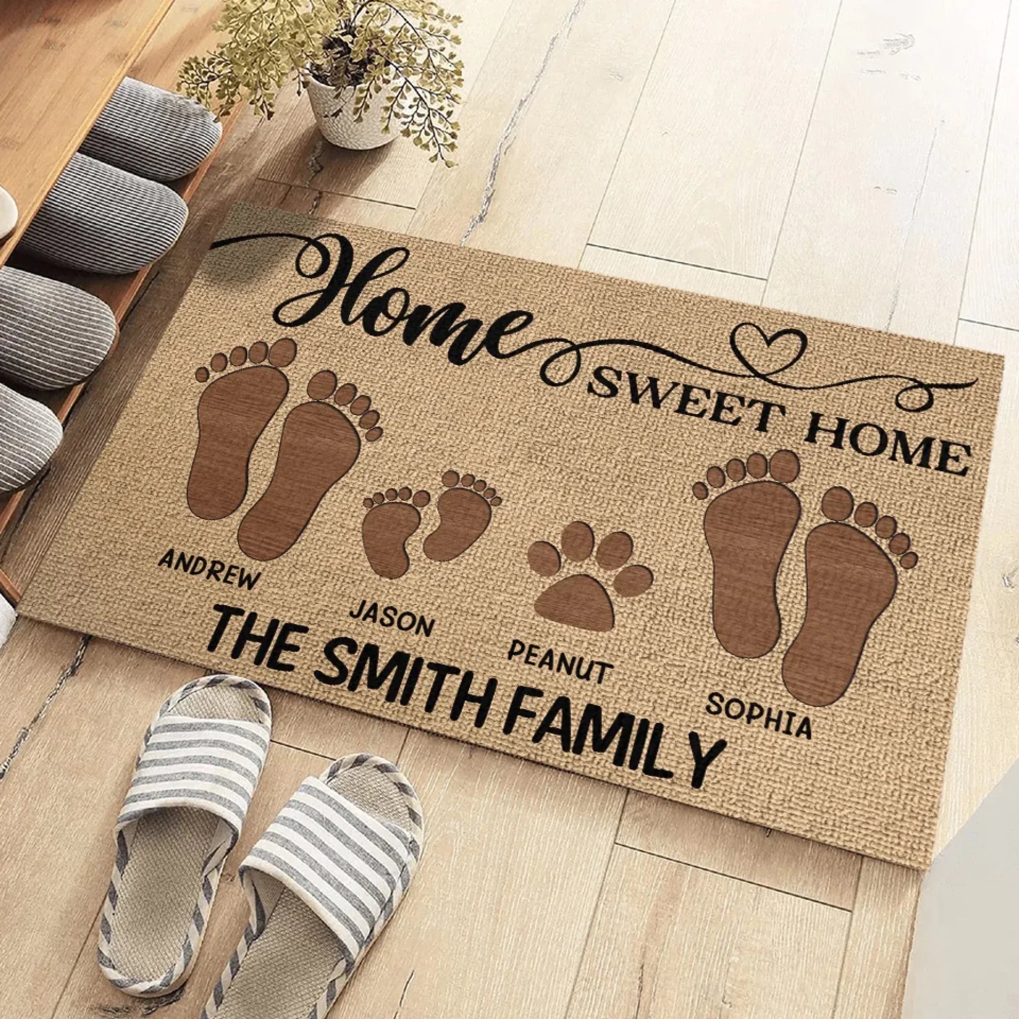 Welcome To Our Home, Where Love Begins - Family Personalized Custom Home Decor Decorative Mat - House Warming Gift For Family Members