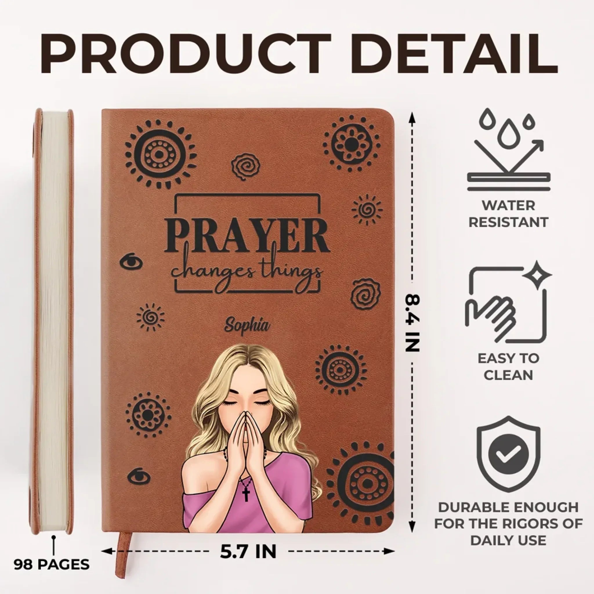 Prayer Changes Things - Family Personalized Custom Leather Journal - Gift For Yourself, Best Friends, Siblings, Family Members