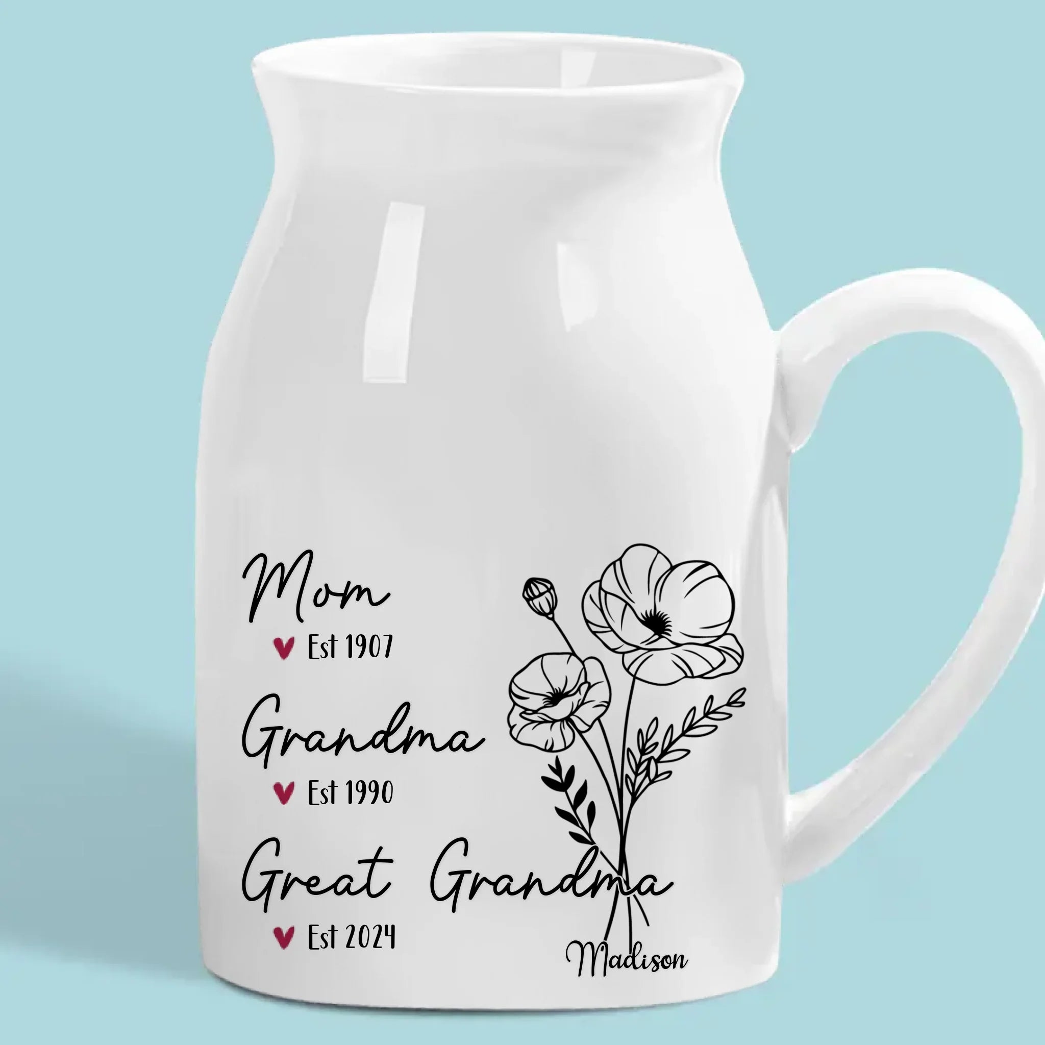 Every Bloom Whispers The Love Of A Grandmother’s Heart - Family Personalized Custom Home Decor Flower Vase - House Warming Gift For Mom, Grandma